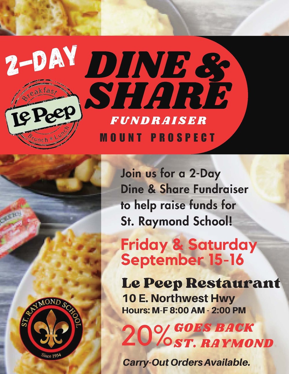 St. Raymond School Dine and Share at Le Peep Mount Prospect, IL